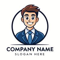 a man in a suit and tie logo on a white background vector