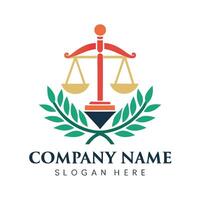 lawyer logo design with scales of justice on a white background vector