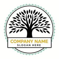 a logo for a company that has a tree in the middle on a white background vector