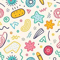 seamless pattern with colorful, and shapes on a white background, vector