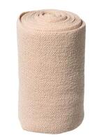 Roll of textile medical elastic bandage for limbs, close up photo