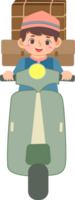A man on a scooter with a load of wood png