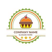 a logo for a bakery or cafe with a cake on a white background vector