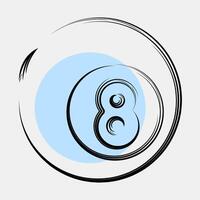 Icon eight ball pool. Traditional tattoo elements. Icon in color spot style. vector