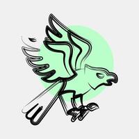 Icon eagle. Traditional tattoo elements. Icon in color spot style. vector