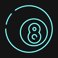 Icon eight ball pool. Traditional tattoo elements. Icon in neon style. vector