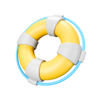 a 3d rendered illustration of yellow lifebuoy in beach png