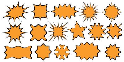 A set of different orange comic book style speech bubbles vector