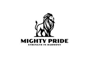 mighty standing lion pride logo design vector