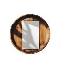 Notecard Mockup Rustic Wooden Plate clean isolated on transparent background png