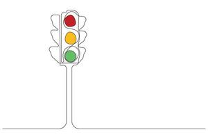 Traffic light continuous one line drawing isolated on white background. vector