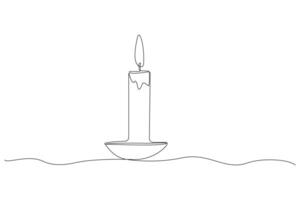 Continuous single-line art drawing of candles. Festival theme line art background vector