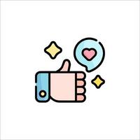 A thumbs up icon with a heart and a speech bubble vector