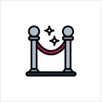 A red and white icon of a barrier with a star vector