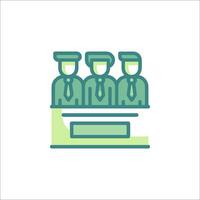A line icon of three people sitting at a table vector