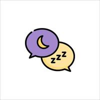 A cartoon speech bubble with a moon and a crescent vector