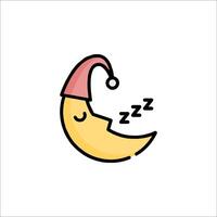 A cartoon crescent with a sleeping face vector