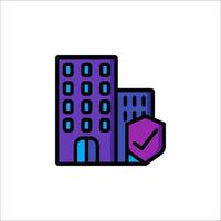 A purple building with a check mark on it vector