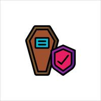 A coffin with a check mark and a check box vector