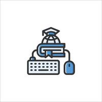 A computer and a graduation cap icon vector