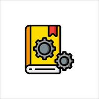 A book with gears and a red ribbon icon vector