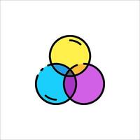 Three colored circles in a circle icon vector