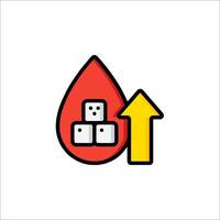 Blood drop with dice and arrow icon vector