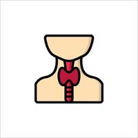 The thyroid gland is shown in a flat line icon vector