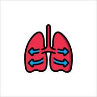 Lungs with arrows pointing to the right and left vector