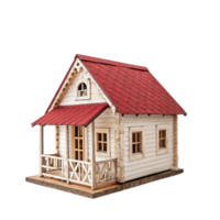 small wooden colourfully house is isolated on transparent background png