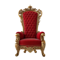 red baroque throne chair from front view is isolated on transparent background png