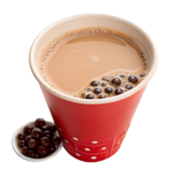 milk tea in the cup is isolated on transparent background png