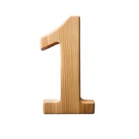 3d wooden in the shape of number one is isolated on transparent background png