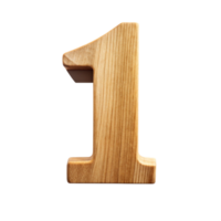 wooden in the shape of number one is isolated on transparent background png