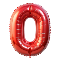 red balloon in the shape of number zero is isolated on transparent background png