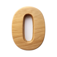 3d wooden in the shape of number zero is isolated on transparent background png