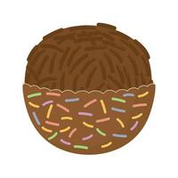 A chocolate doughnut with sprinkles on top vector