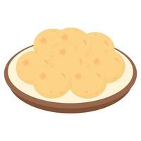 A plate full of potatoes on a white background vector