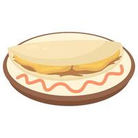 A taco on a plate with a sauce on it vector