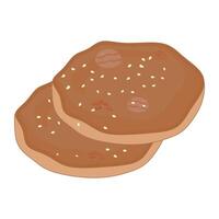 Two pancakes with nuts on top of each other vector