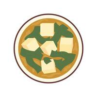 A bowl of tofu with spinach and cheese on it vector