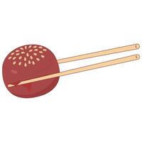 A red ball with chopsticks on it vector