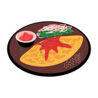 A plate with a tortilla and sauce on it vector