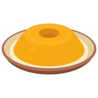 A yellow cake on a plate with a hole in the middle vector