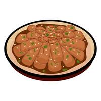 A plate of meat with sauce on it vector