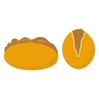 Two pieces of bread with peanut butter on them vector