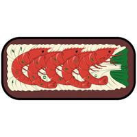 Shrimp sushi on a plate with a white background vector