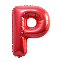red balloon in shape of 3d alphabet P is isolated on transparent background png