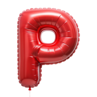 red balloon in shape of alphabet P is isolated on transparent background png