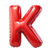 red balloon in shape of 3d alphabet K is isolated on transparent background png